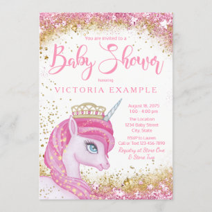 Girls Unicorn Baby Shower Invitations
