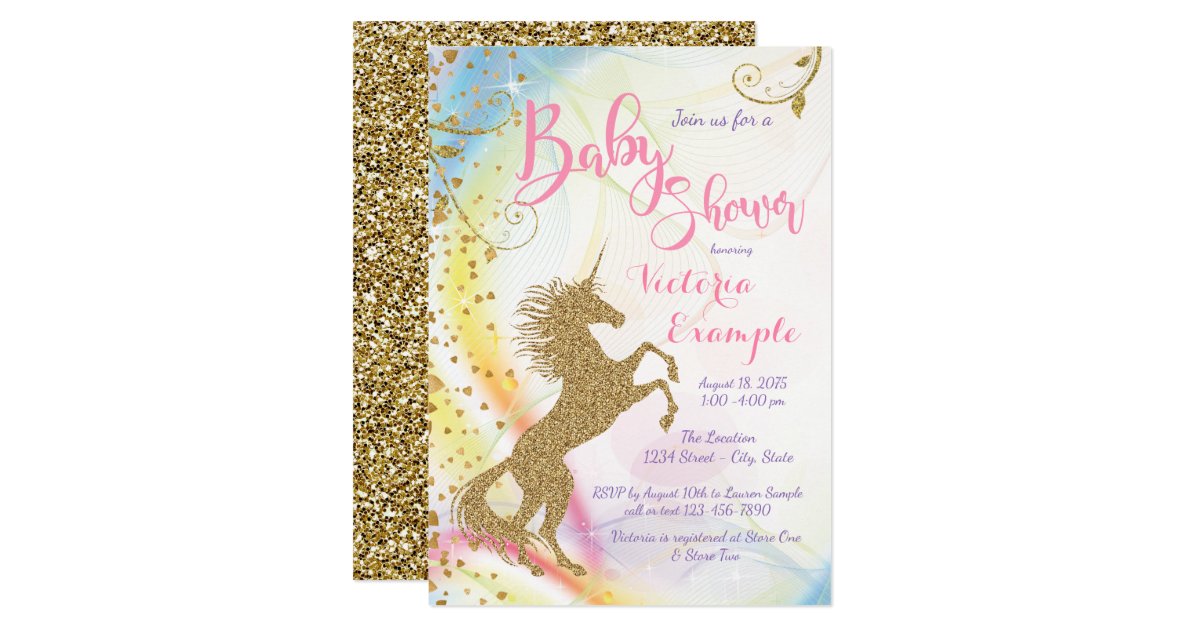 Girls Unicorn Baby Shower Invitations