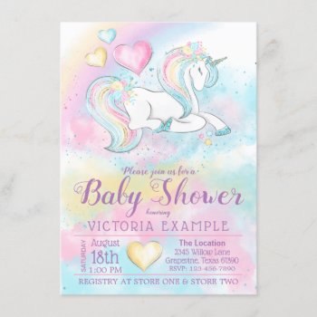 Girls Unicorn Baby Shower Invitations by The_Baby_Boutique at Zazzle