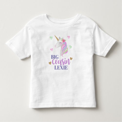 Girls Unicorn Big Cousin Personalized Toddler T_shirt