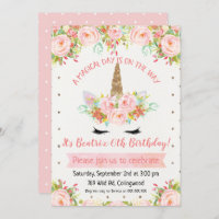 Girls Unicorn Birthday Invitation