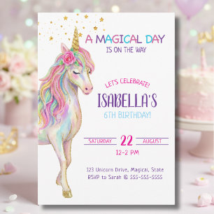 Girls Unicorn Birthday Party Invitation