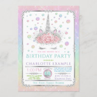 Girls Unicorn Birthday Party Invitations