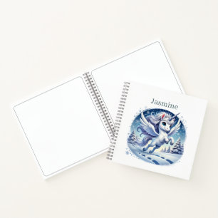 girls unicorn Christmas customizable sketch Notebook