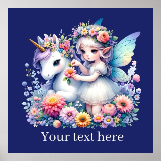 girls unicorn Fairy fantasy add message Poster (Front)