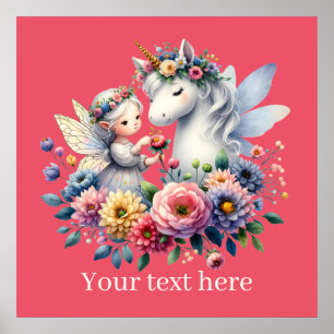 girls unicorn Fairy fantasy add message Poster