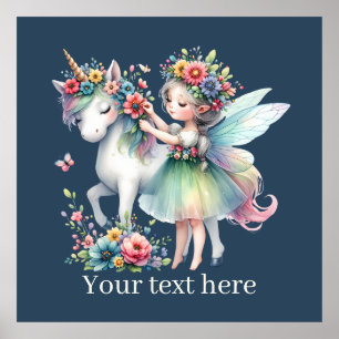 girls unicorn Fairy fantasy add message Poster