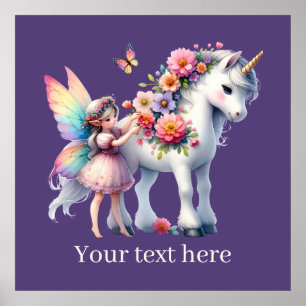 girls unicorn Fairy fantasy add message Poster
