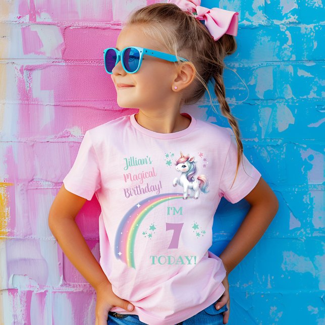 Girl's Unicorn Magical Birthday  T-Shirt (Unicorn magical Birthday Shirt, with matching mom's shirt available)