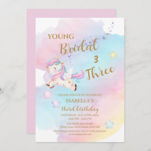 Girls Unicorn Party Birthday Invitations