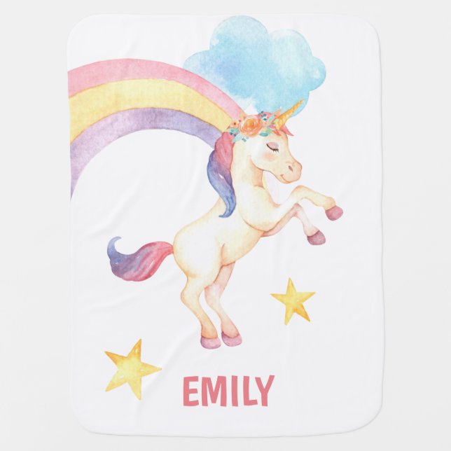 Girl's Unicorn Personalized Blanket (Front)