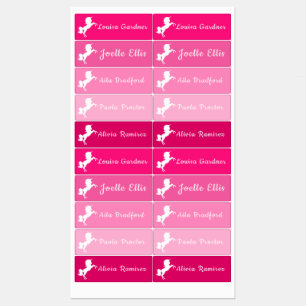 Girls Unicorn School Daycare Waterproof Pink Kids' Labels