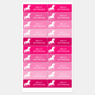 Girls Unicorn School Daycare Waterproof Pink Kids' Labels