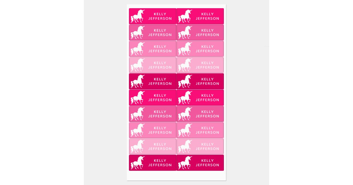 Unicorn School Name Labels Personalized Waterproof Daycare and