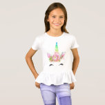 Girls Unicorn Tshirt<br><div class="desc">This trendy and cute unicorn t-shirt features a rainbow horn, pink watercolor flowers and smiling lashes. A perfect gift for any unicorn lover!</div>