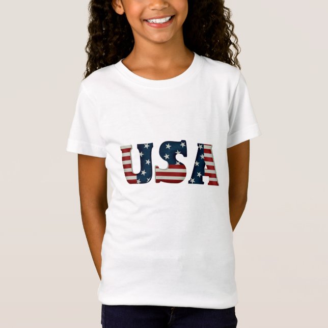 Girl's USA Baby Doll T-Shirt (Front)