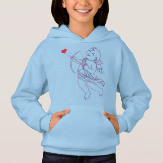 Girl's Valentine Hoodies Pink Cupid Sweatshirt
