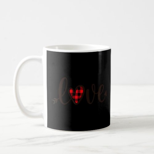 Girls Valentine  Love Red Plaid Heart Arrow  Coffee Mug