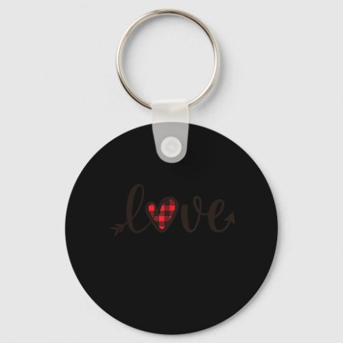 Girls Valentine Shirts Love Red Plaid Heart Arrow  Keychain