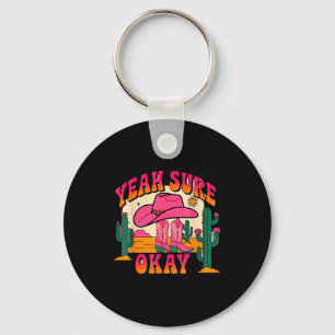 Girls Valentines Day Hearts Yeah Sure Okay Western Keychain