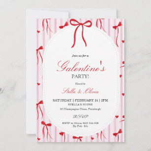 Girls Valentine's Day Invite Pink & Red