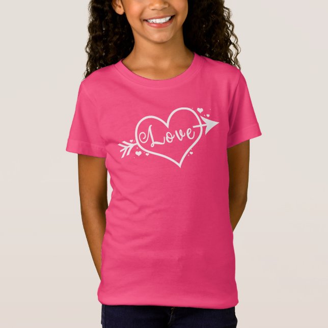 Girl's Valentine's Day Love Heart T-Shirt (Front)