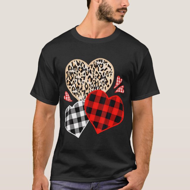 Girls Valentines Day Shirts Hearts Love Leopard Re (Front)