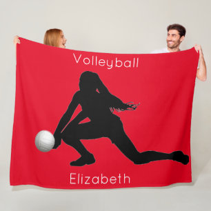 Girls Vibrant Red Volleyball Fleece Blanket