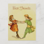 Girls Vintage Best Friends Postcard at Zazzle
