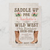 Girls Vintage Wild West Birthday Invitation (Front/Back)