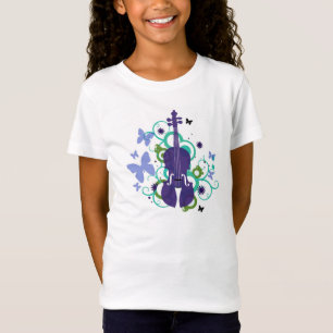 Girls Violin Flutter Fly T-Shirt