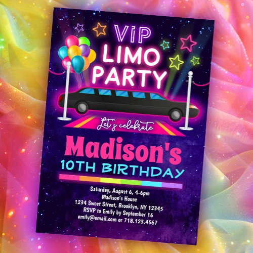 Girls VIP Limo Birthday Party Invitation
