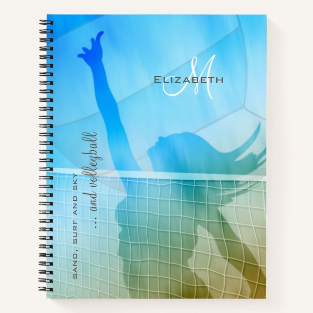Girl's volleyball at the beach notebook (Front)