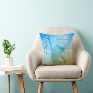 Girl's volleyball at the beach throw pillow