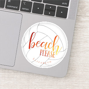 girls' volleyball "beach please" typography sticker