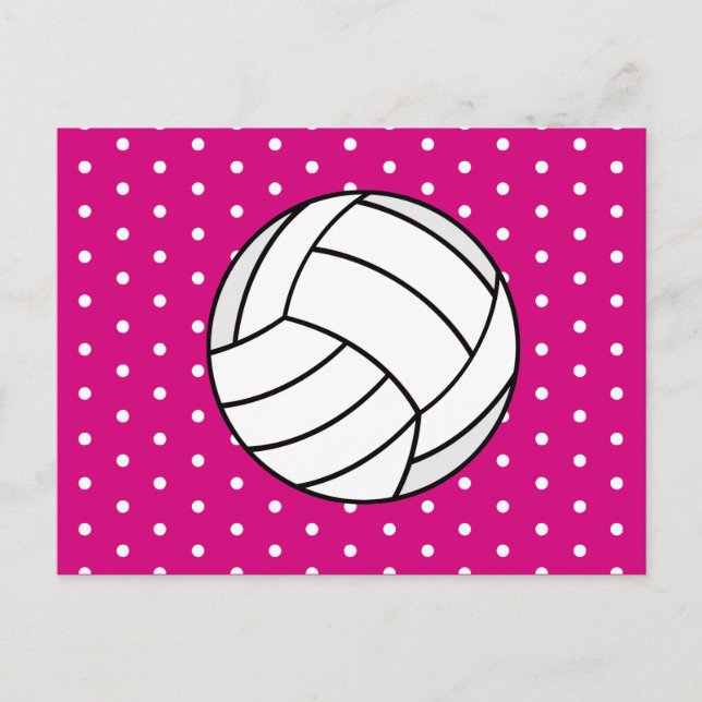 Girl's Volleyball Birthday Postcard Invite - Pink (Front)