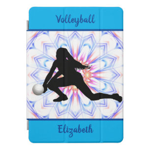Girls Volleyball Blue Abstract Personalized  iPad Pro Cover