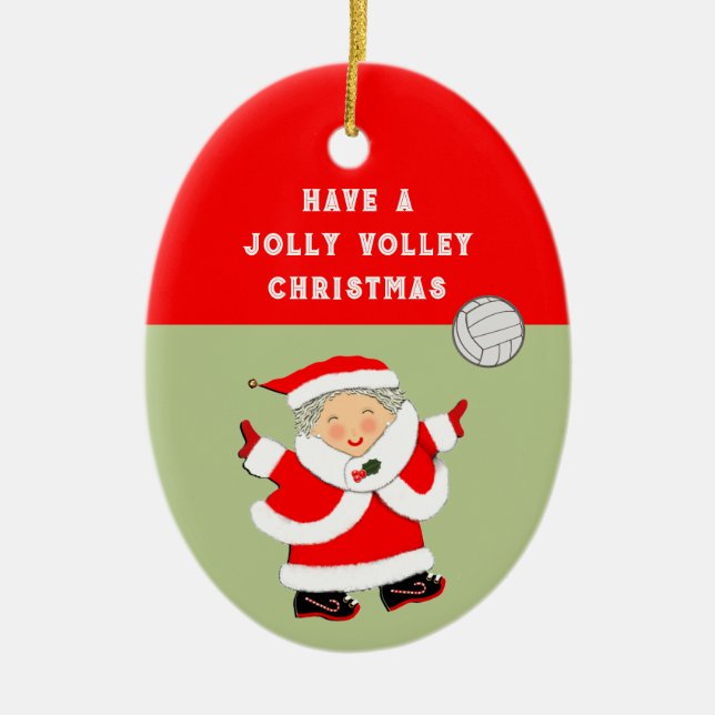 Girls Volleyball Christmas Collectible Ceramic Ornament (Front)