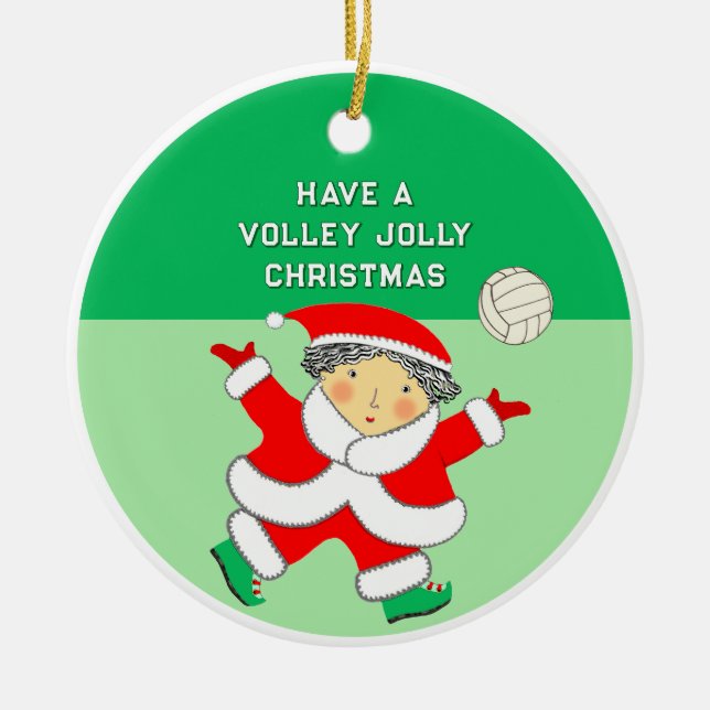 Girls Volleyball Christmas Collectible Ceramic Ornament (Front)