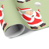 Volleyball and Santa Clause Red & Green Christmas Wrapping Paper, Zazzle