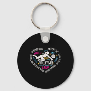 Girls Volleyball Libero Heart Volley For Teens Wom Keychain