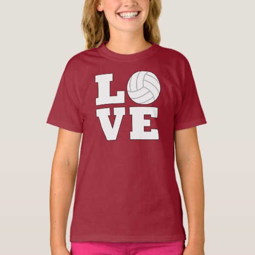 Girls Volleyball LOVE Sports Custom Team Color T_Shirt