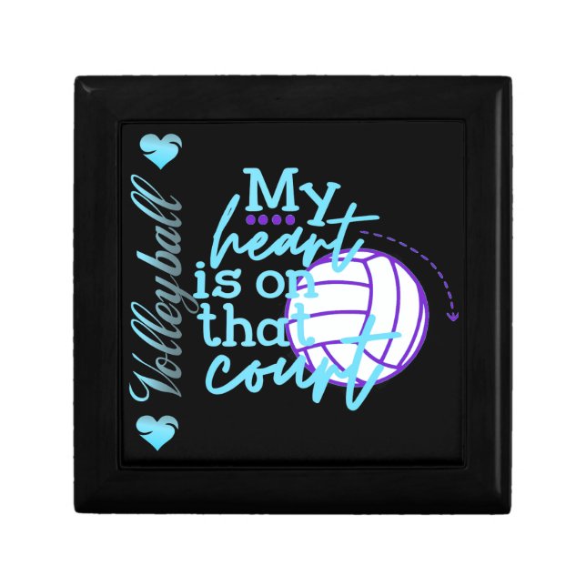 Girls Volleyball My Heart is on that Court Gift Box (Front)