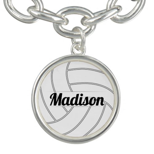 Girls Volleyball Player Custom Text Charm Bracelet