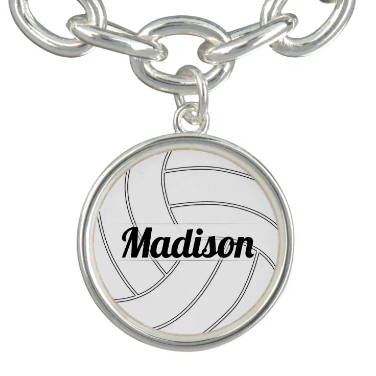 Volleyball-Bracelet with volleyball and volleyball player charms 