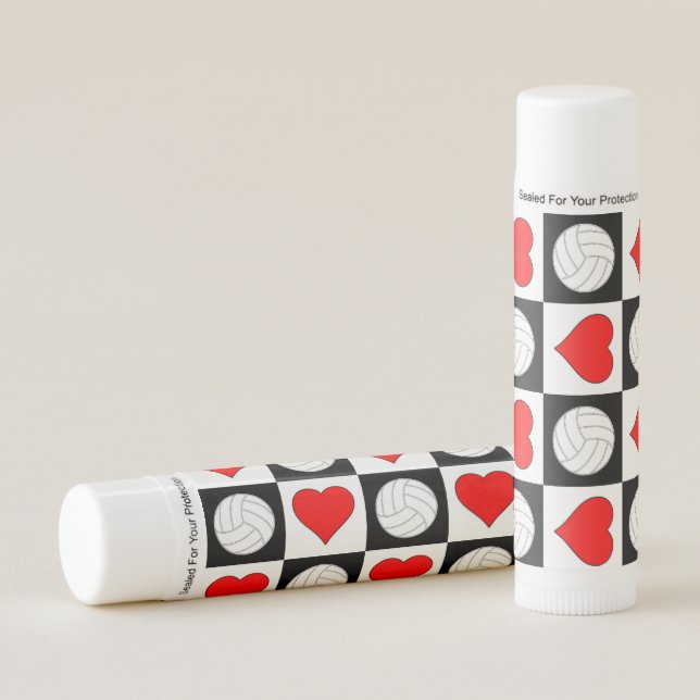 Girls Volleyball Player Hearts and Volleyballs Lip Balm (Front)