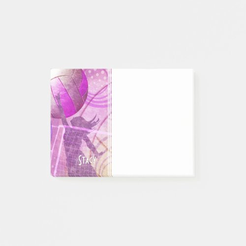 Girls Volleyball Player pink purple personalized Post_it Notes