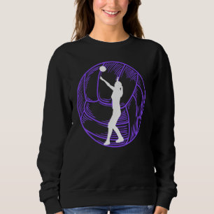 Girls volleyball purple ball silhouette teen cute  sweatshirt