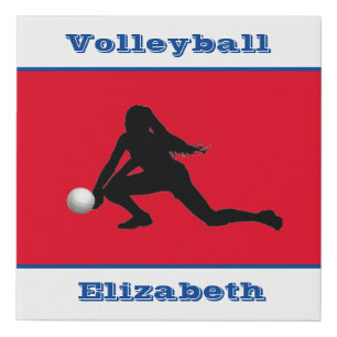 Girls Volleyball Red White Blue Patriotic Faux Canvas Print