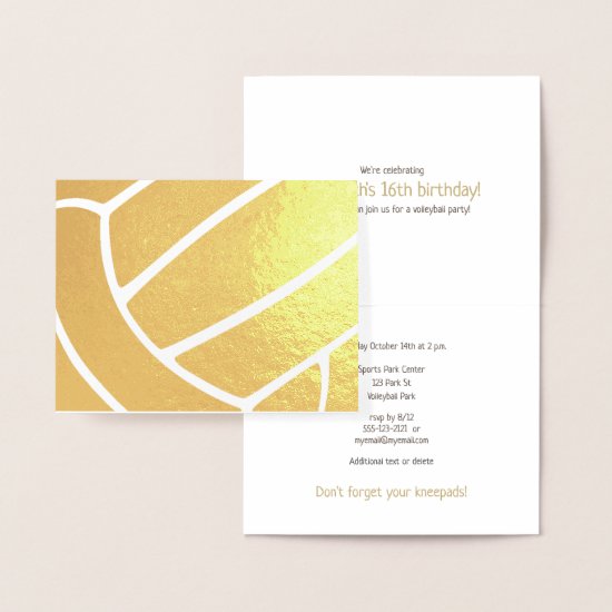 Girl's volleyball sports related birthday foil card